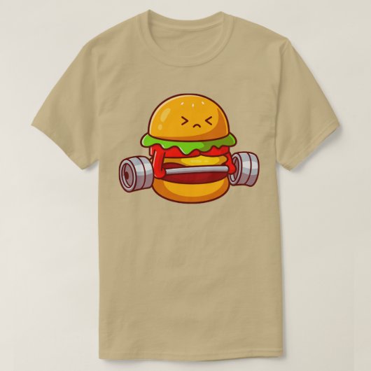 T-shirt Burger mignon levant Dumbbell Cartoon (Design devant)