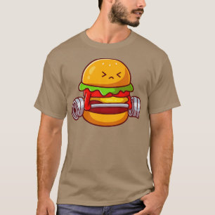 T-shirt Burger mignon levant Dumbbell Cartoon
