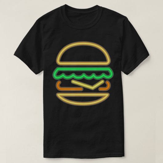 T-shirt Burger Neon Style d'un néon classique des années 8 (Design devant)