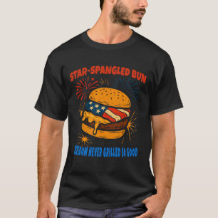T-shirt Burger Star Spangled 4 juillet BBQ patriotique