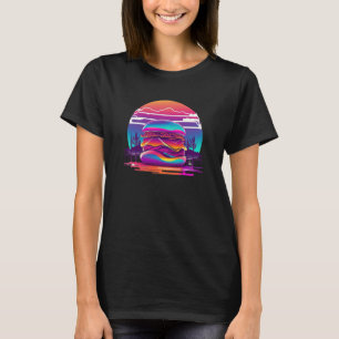 T-shirt Burger Synthwave des années 80 avec une esthétique