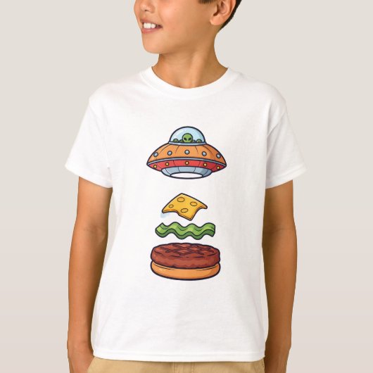 T-shirt Burger UFO Alien Space Enfants (Devant)