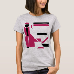 T-shirt Burgundy noir géométrique style Art MCM