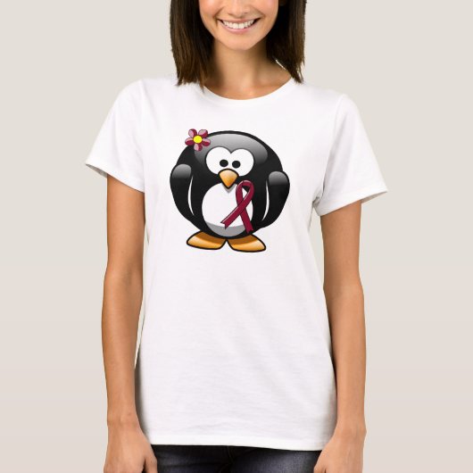 T-shirt Burgundy Sensibilisation Ruban Penguin (Devant)
