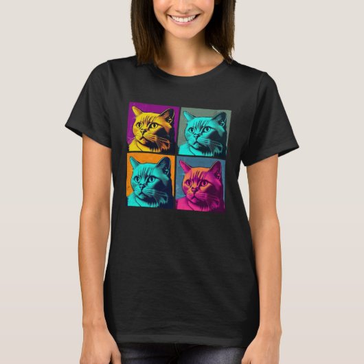 T-shirt Burmese Cat Pop Illustration Colorful Animal Men   (Devant)