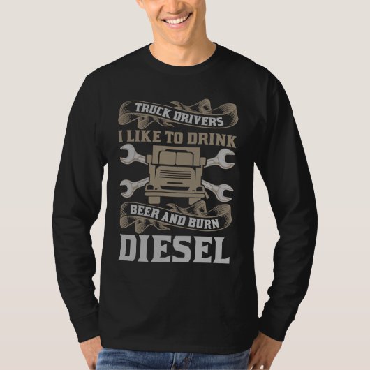 T-shirt Burn Diesel Trucker  Truck Driver Men (Devant)