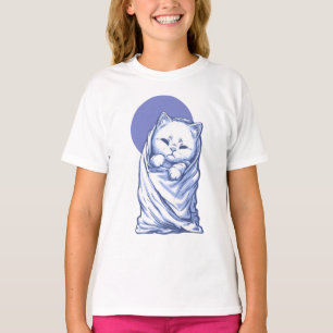 T-shirt Burrito Blanket Kitten Bleu Enfants