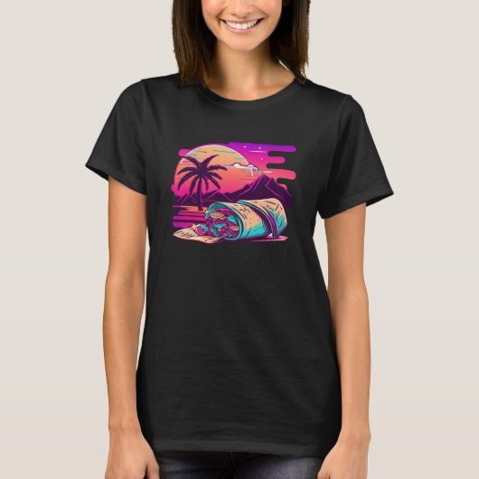 T-shirt Burritos Synthwave 80s Retrowave Aesthetic (Devant)