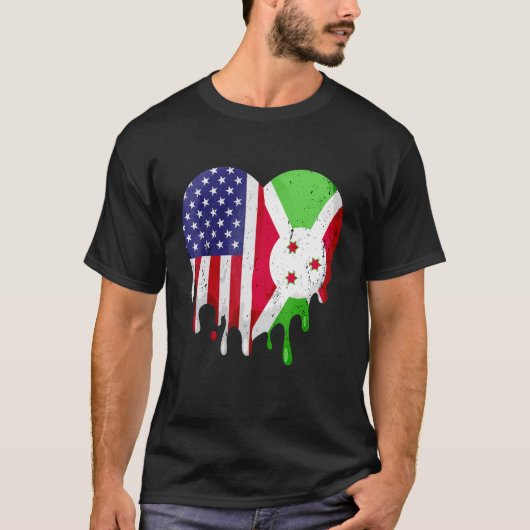 T-shirt Burundi Patriot Américain Cultivé Pays Melting Hea (Devant)