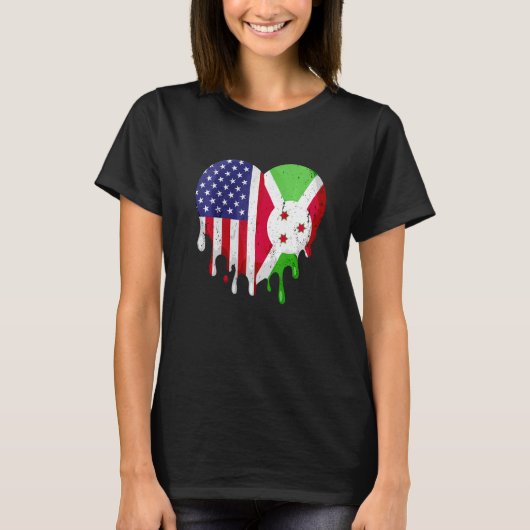 T-shirt Burundi Patriot Américain Cultivé Pays Melting Hea (Devant)