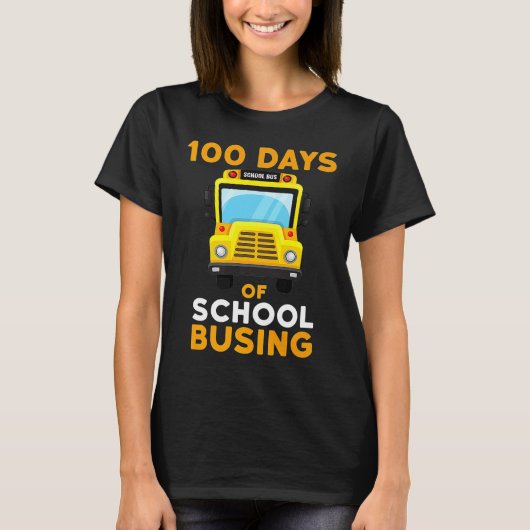T-shirt Bus À L'École Conducteur 100 Jours De Garçons À L' (Devant)