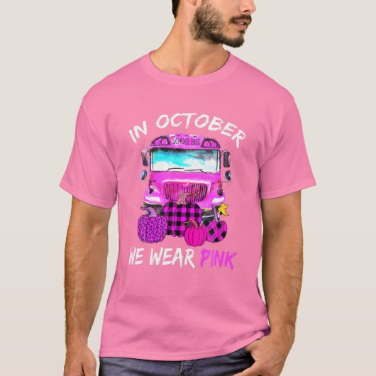 T-shirt Bus À L'École En Octobre Nous Portons Le Cancer Du (Devant)