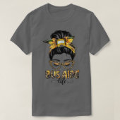 T-shirt Bus Aide Life Messy Bun Sunflower Leopard Bus Aide (Design devant)