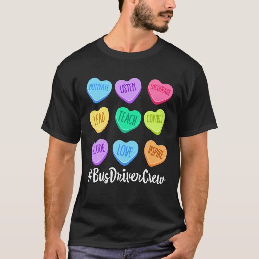 T-shirt BUS DRIVER ÉQUIPE Enseignant Valentine s Day Paste (Devant)