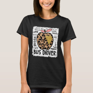 T-shirt Bus Driver Teacher Leopard Apple Love Team Retour