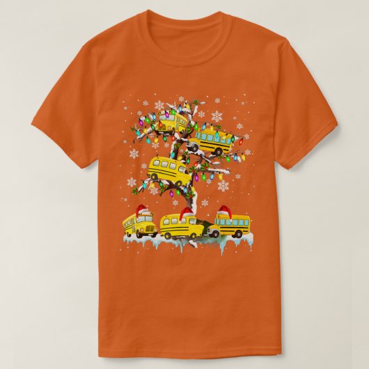 T-shirt Bus scolaire à Noël Arbre Père Noël Bus scolaire à (Design devant)