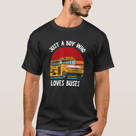T-shirt Bus Scolaire Juste Un Garçon Qui Aime Les Bus 5 (Devant)