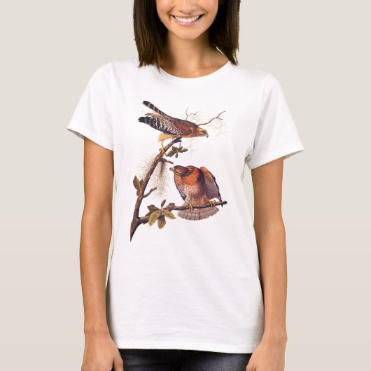 T-shirt Buse à épaulettes roux Audubon Oiseau de proie (Devant)