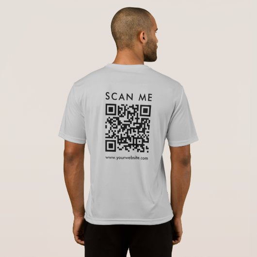 T-shirt Business Scannable QR Code Mens Back Print Silver (Dos entier)