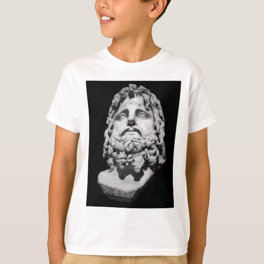 T-shirt Buste en marbre gréco-romain Classique Noir et Bla (Devant)