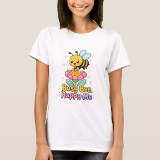 T-shirt Busy Bee Happy Me Conception de Fleur d'Abeille Mi