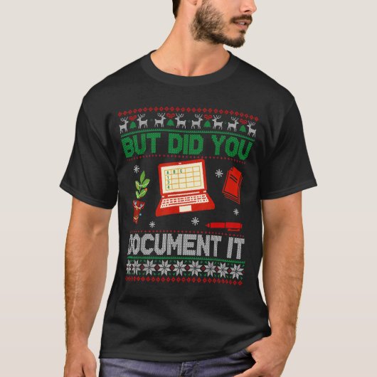 T-shirt But Did You Doent It Funny Office Christmas Ugly S (Devant)