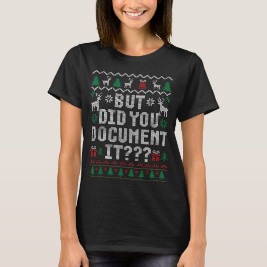 T-shirt But Did You Doent It Funny Office Christmas Ugly S (Devant)