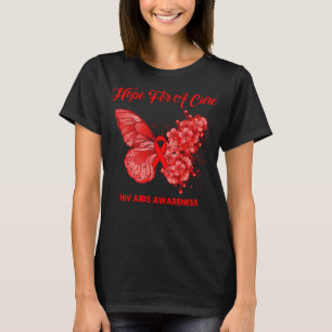 T-shirt Butfly Hope for A Cure HIV AIDS Awareness
