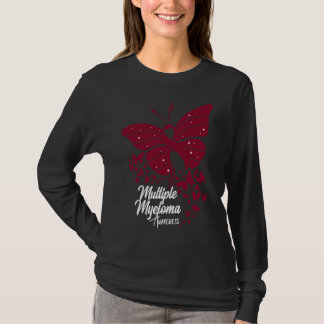 T-shirt Butterflies & Burgundy Ribbon Multiple Myeloma Awa