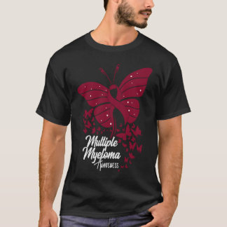 T-shirt Butterflies & Burgundy Ribbon Multiple Myeloma Awa