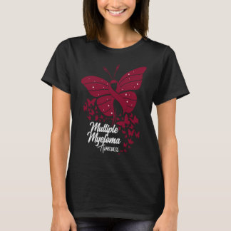 T-shirt Butterflies & Burgundy Ribbon Multiple Myeloma Awa