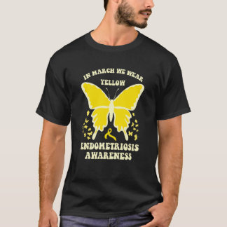 T-shirt butterflies in march we wear yellow endometriosis 