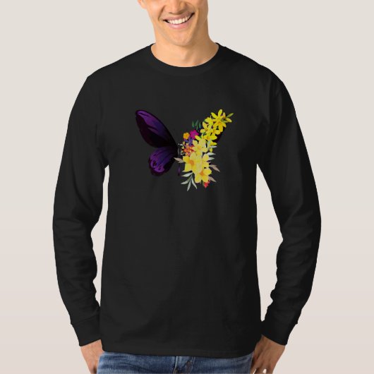 T-shirt Butterflower chrysanthemums and butterfly (Devant)
