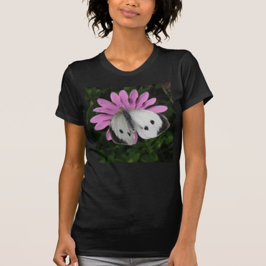 T-shirt Butterfly and Pink Flower Ladies T (Devant)