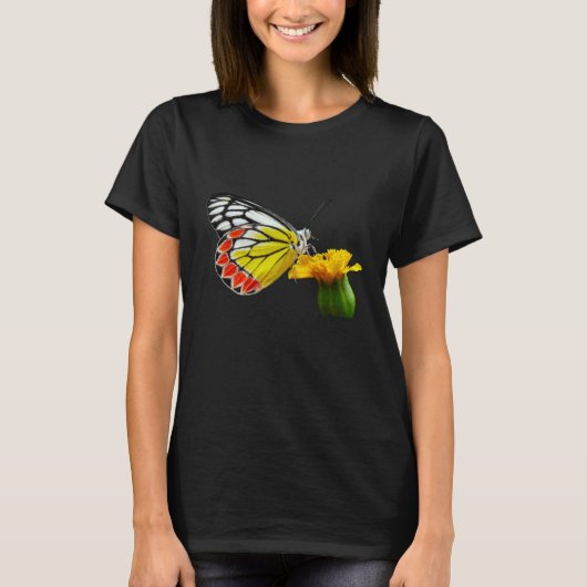 T-shirt Butterfly Beautiful Butterfly And Marigold Flower (Devant)