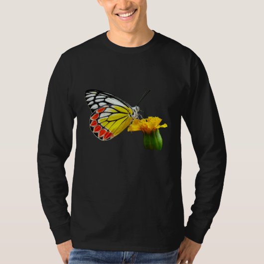 T-shirt Butterfly Beautiful Butterfly And Marigold Flower (Devant)