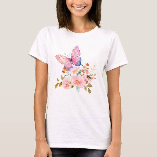 T-shirt Butterfly & Blooms Nature (Devant)