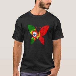 T-shirt Butterfly Freedom Portugais Pride Portugal Drapeau
