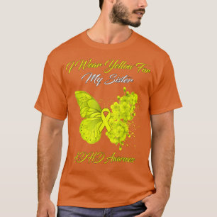 T-shirt Butterfly I Wear Yellow For My Sister ADHD Awarene
