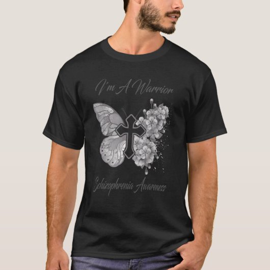 T-shirt Butterfly I'm A Warrior Schizophrenia Aware (Devant)