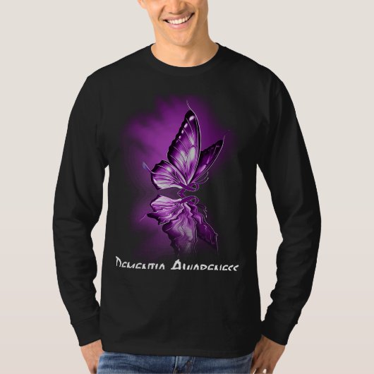 T-shirt Butterfly Ribbon Dementia Awareness (Devant)