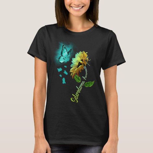 T-shirt Butterfly Sunflower Scleroderma Awareness (Devant)