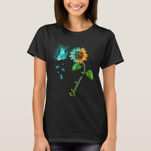 T-shirt Butterfly Sunflower Scleroderma Awareness (Devant)