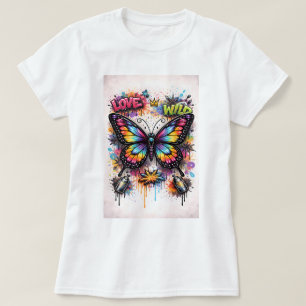 T-shirt Butterfly Tees Co. Chemise Papillon Graffiti 00478