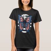 T-shirt Butterfly USA Flag Cute Fourth Of July Funny Ameri (Devant)
