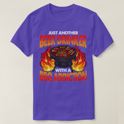 T-shirt Buveur De Bières Avec Barbecue Addiction BBQ (Design devant)