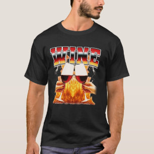 T-shirt Buveur de vin buvant des flammes style bootleg 90s