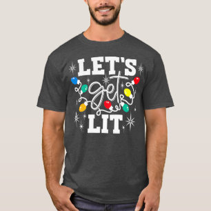 T-shirt Buvons Lit Santa Hat Feux de Noël F