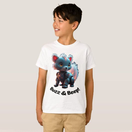 T-shirt Buzz & Beep ! Skunk robotique (Devant entier)