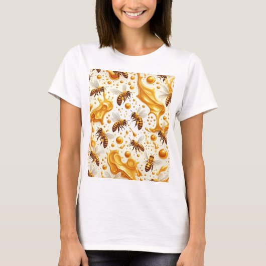 T-shirt Buzz & Drip – Seamless 8K Honey Bee Pattern with G (Devant)